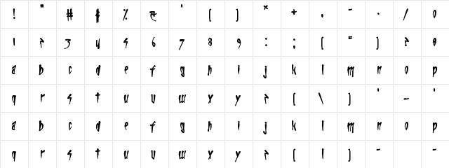 Life In The Fast Lane Regular  glyph index