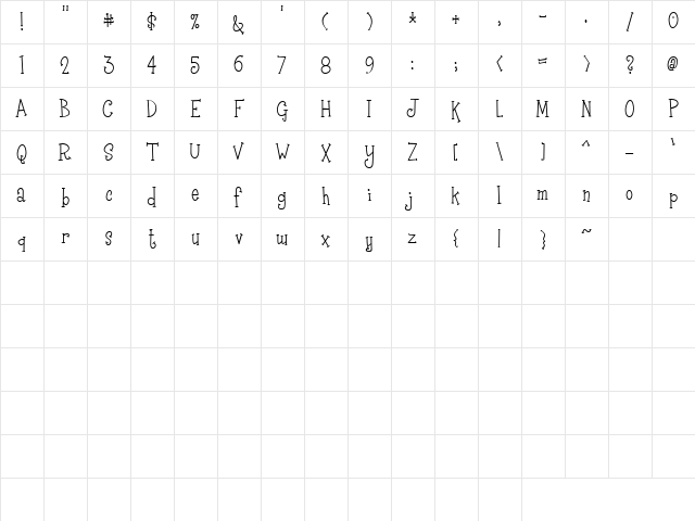 LD Going Nuts Regular  glyph index