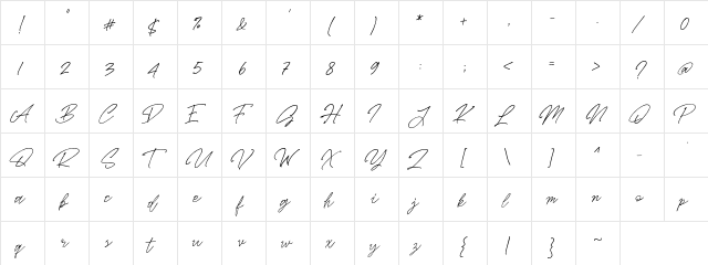 Masterline Regular  glyph index