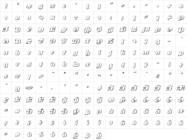 Lux Contra Tenebras 3D Italic Italic  glyph index