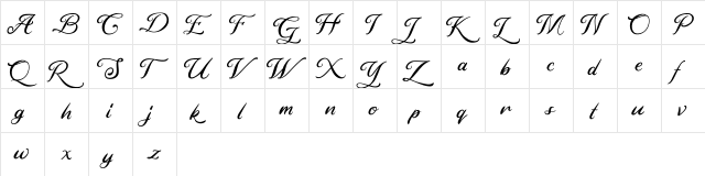 Black Rainbow Script FREE Regular  glyph index