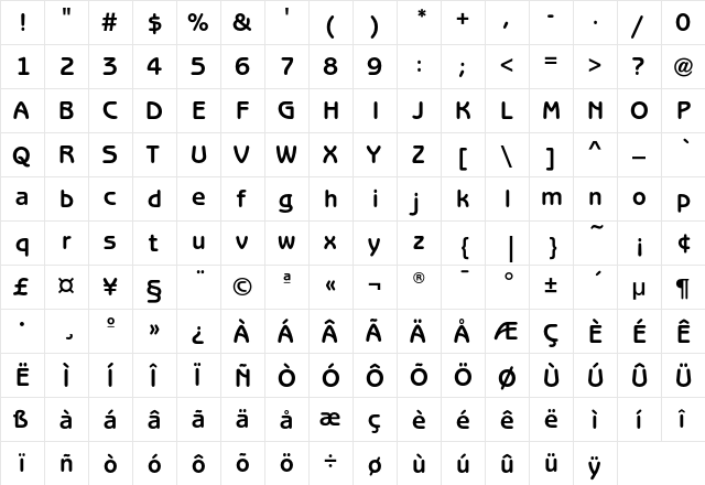 BenguiatGothicEF-Bold Regular  glyph index