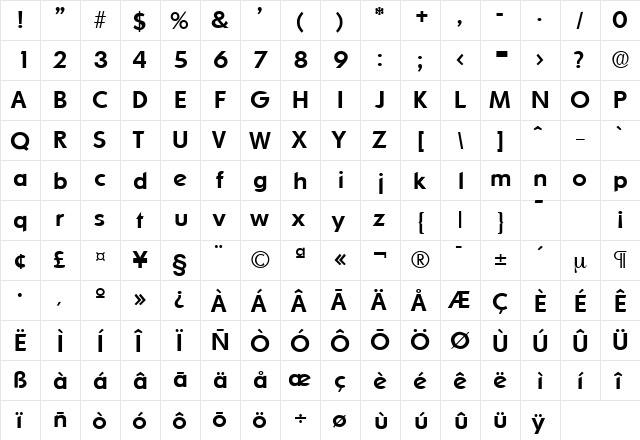 Ornitons-Serial-Medium Regular  glyph index