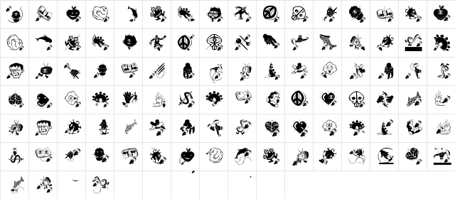 VertigoComic Regular  glyph index