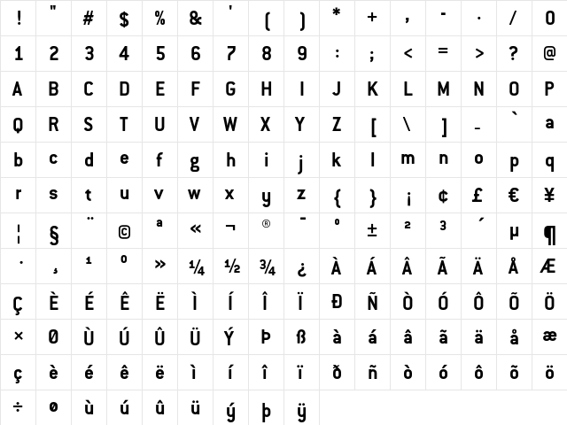 Conduit ITC Bold  glyph index
