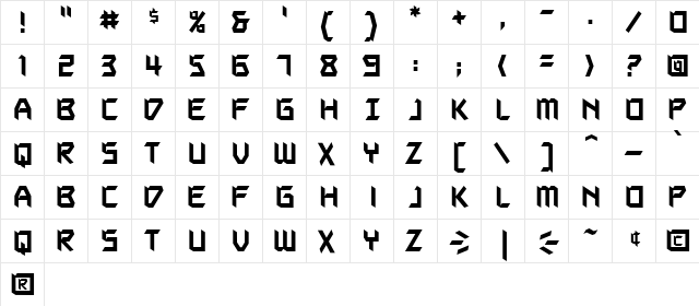 Autodestruct BB Regular  glyph index