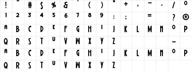 Chapter Regular  glyph index
