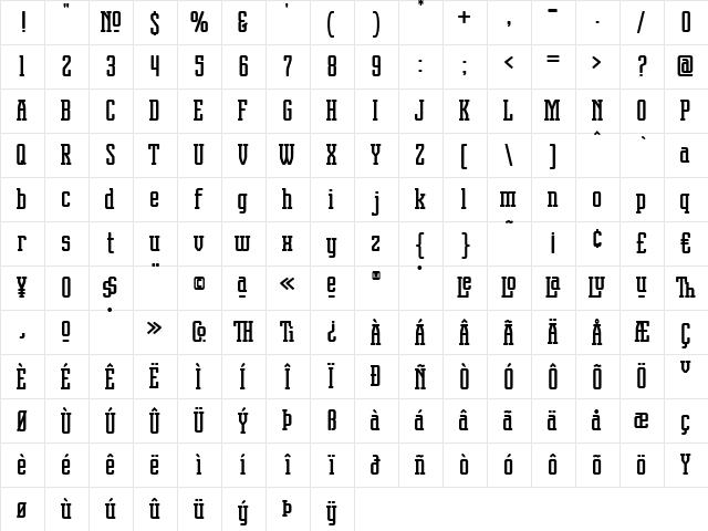 LHF Logomotive Regular  glyph index