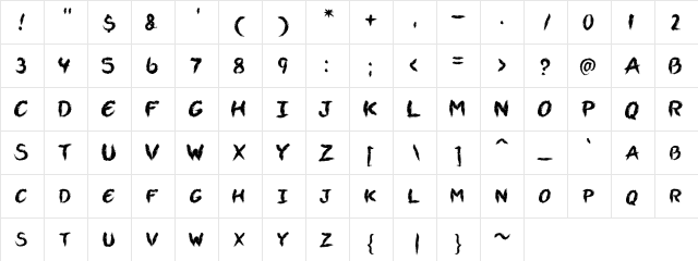 VTCAllSkratchedUpOne Regular  glyph index