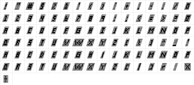 X-Grid Italic Italic  glyph index