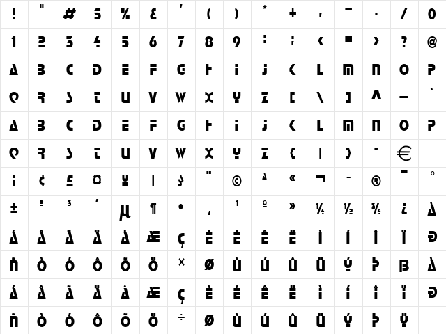 ScottsdaleCondensed Normal  glyph index