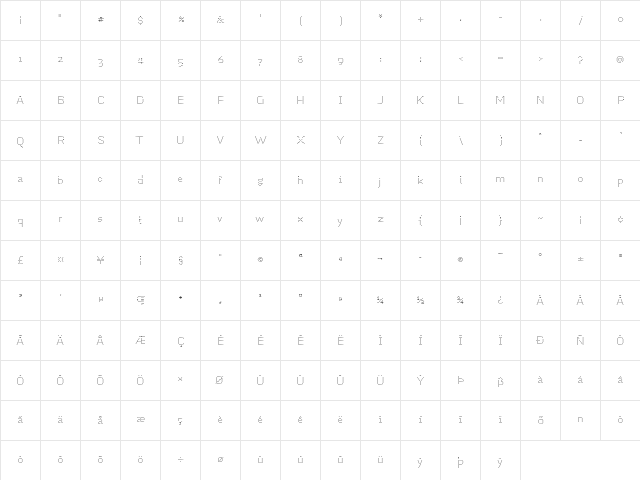 Pullchain Bold Regular  glyph index