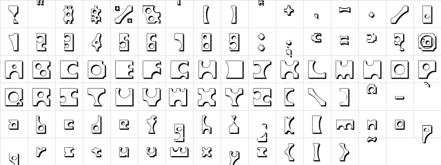 Toolego-Shadow Regular  glyph index