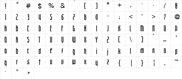 New Gothic Style Regular  glyph index