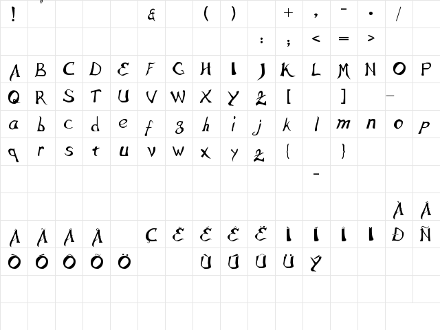 Interes Regular  glyph index