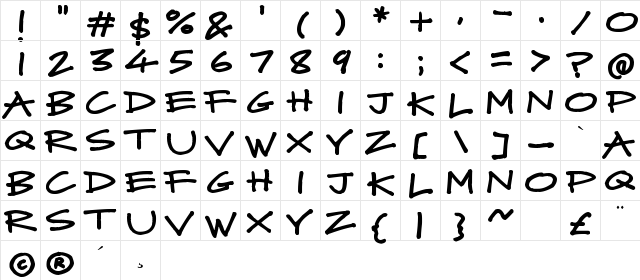 Mad Midnight Marker Regular  glyph index