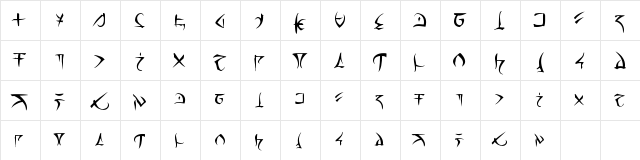 Barazhad Regular  glyph index