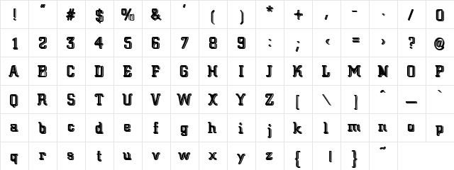 Presidential Sign Regular  glyph index