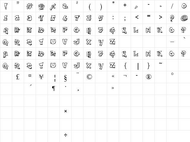 Freight Train Gangsta Regular  glyph index