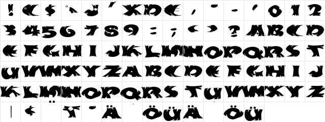 Hurrikanish Regular  glyph index