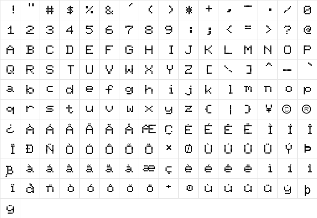 FZ DIGITAL 11 Normal  glyph index
