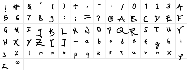 My Town Regular  glyph index