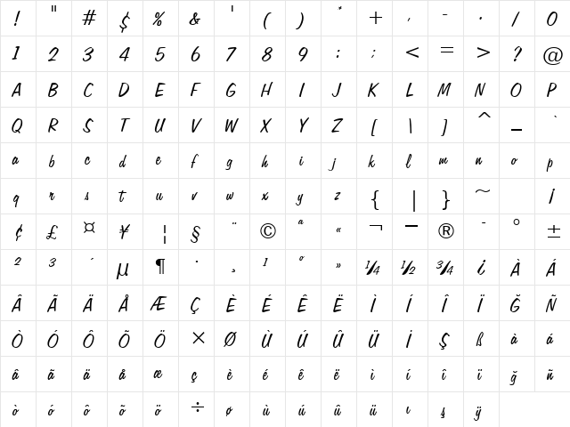 00619 Regular  glyph index