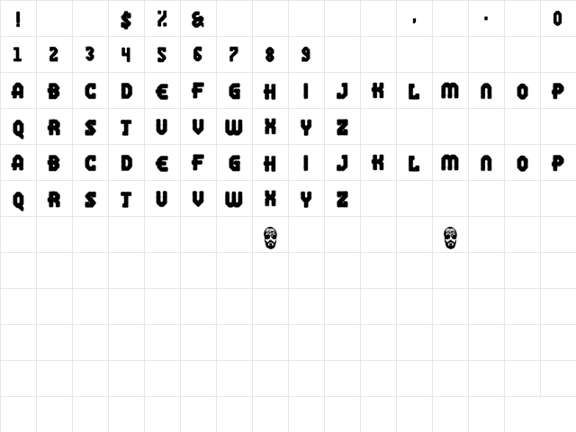 Jailbreak Regular  glyph index