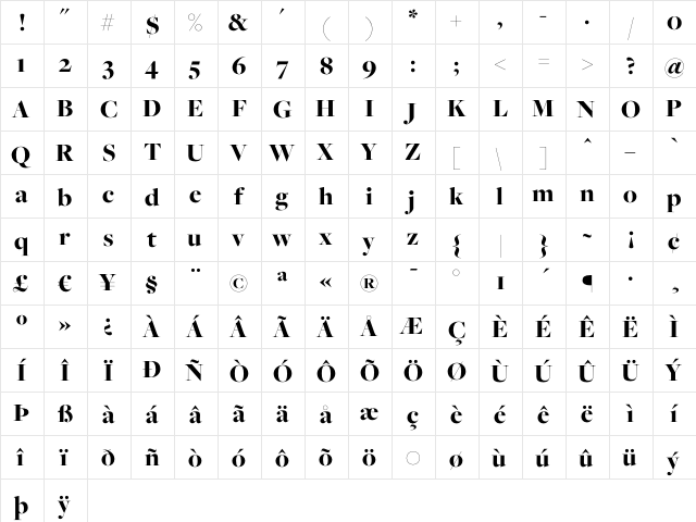 Freight Big Black  glyph index