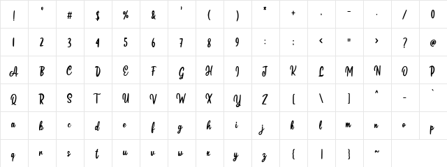 Chidera Regular  glyph index