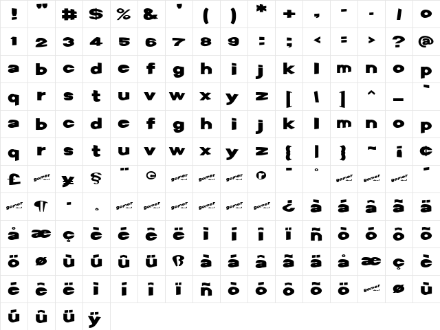 Gomer Medium  glyph index