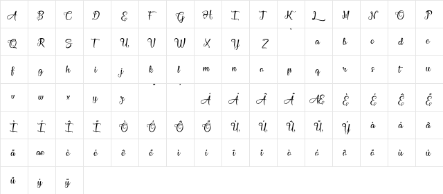 Athena of the Ocean Regular  glyph index