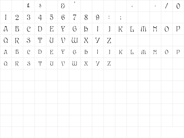 EddaCaps Cn Regular  glyph index