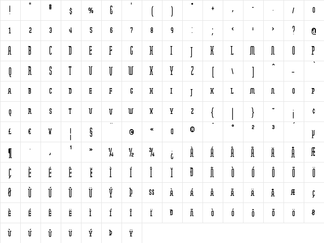 ModulaRoundSerifRegSC Regular  glyph index
