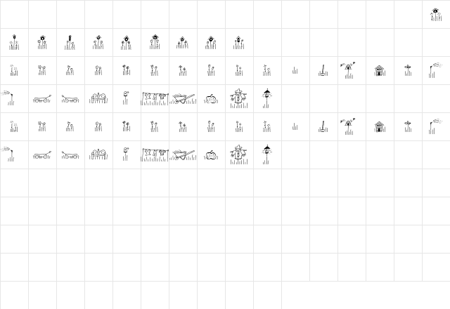 Scrap Garden Regular  glyph index