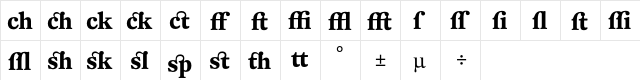 DTLFleischmannT AltBold  glyph index