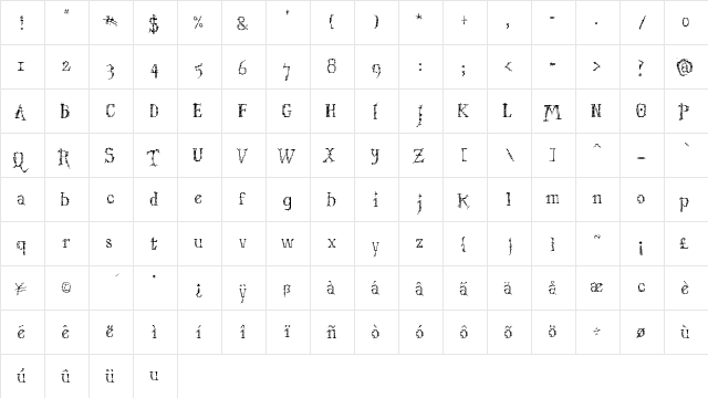Struct-destruct Serif 3.2 Regular  glyph index