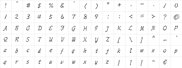 AR Script2 Medium Regular  glyph index