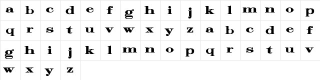 Hoodie Regular  glyph index