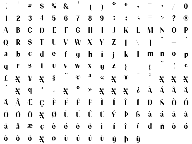 NumskillBold Regular  glyph index