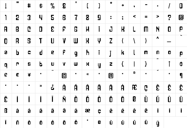 HOUSE3009 Outerspace-Beta  glyph index