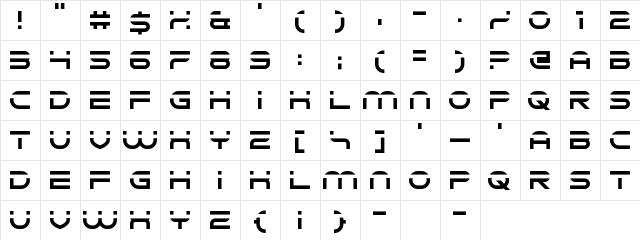 Speedeasy Regular  glyph index