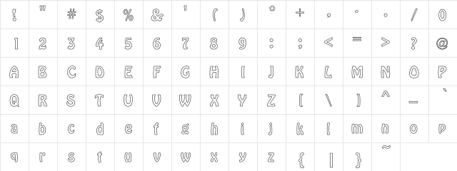 Hawke Hollow Regular  glyph index