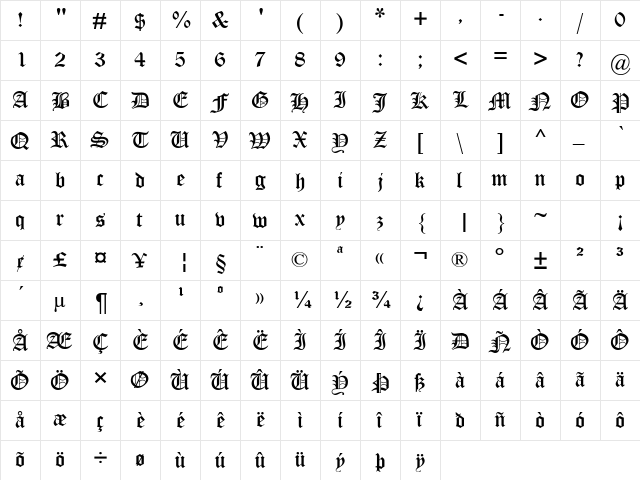 OtterDB Normal  glyph index