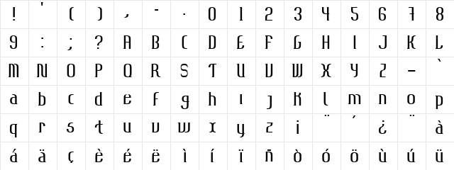 Mooky Regular  glyph index