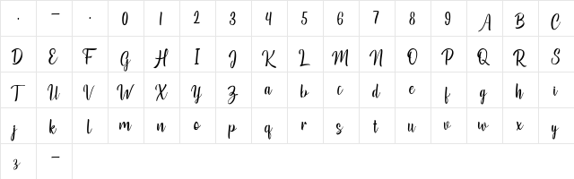 Losteria Regular  glyph index