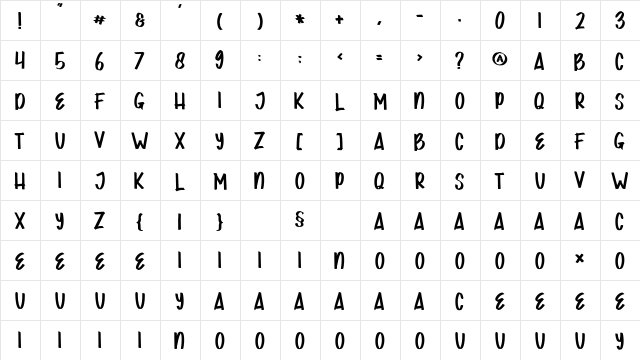 JOKOWI PRABOWO Regular  glyph index