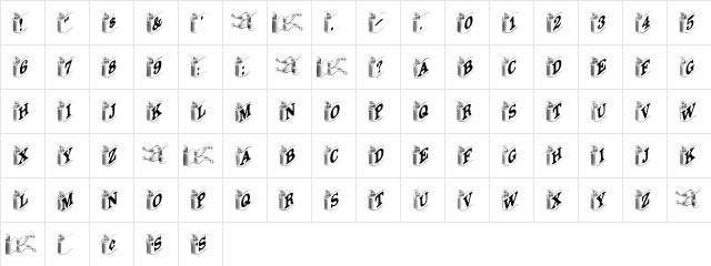 DavysRibbons Regular  glyph index