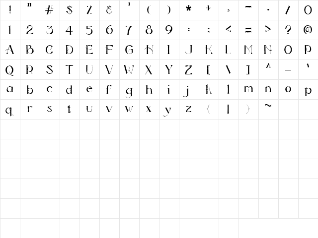 CK Vogue Regular  glyph index