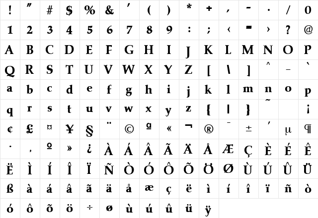 Marathon-Serial-ExtraBold Regular  glyph index